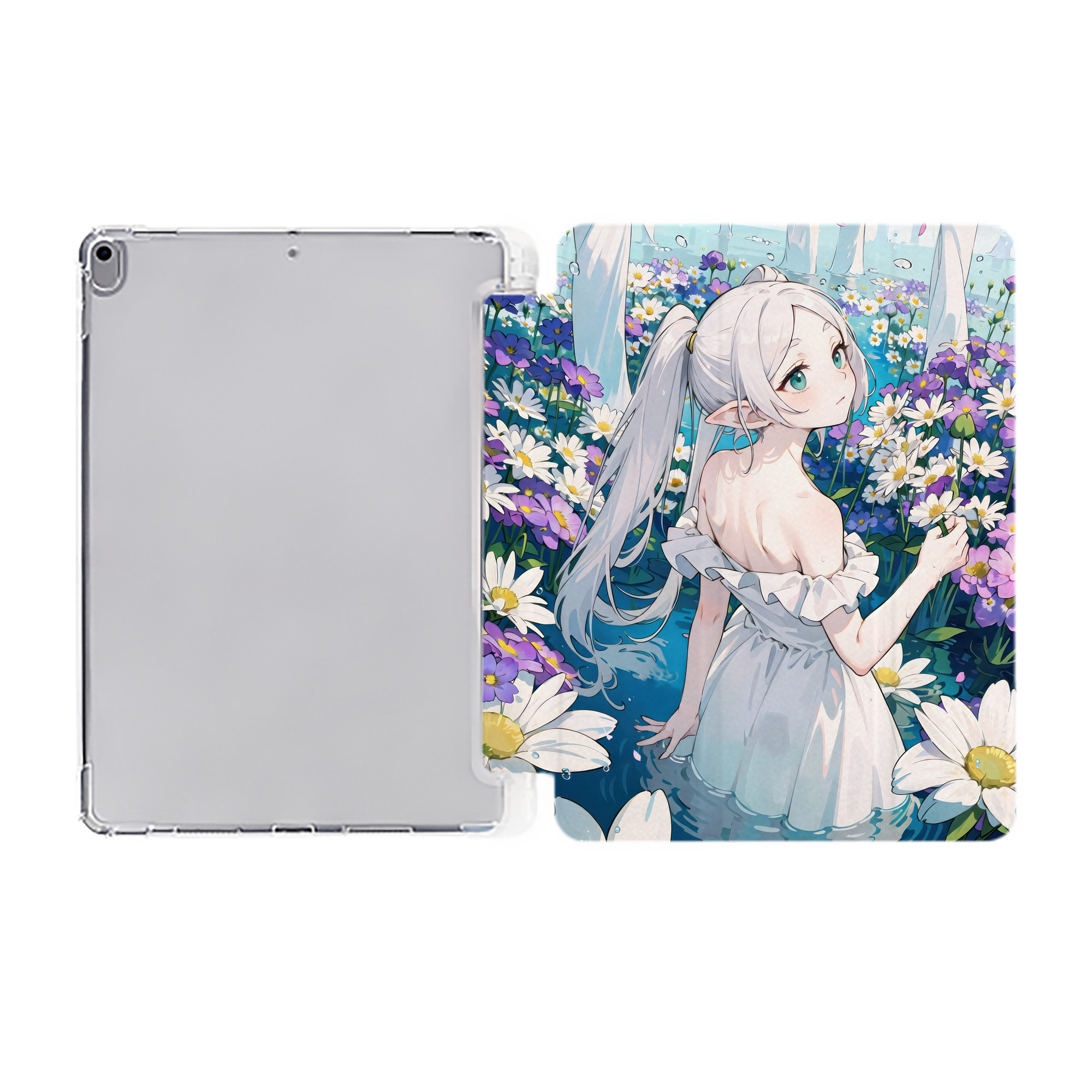 （画像用） 葬送のフリーレン Frieren IPad ケース ペン収納付き 三つ折りスタンド PUレザー×シリコン 対応機種9.5/10.5/10.9インチ
